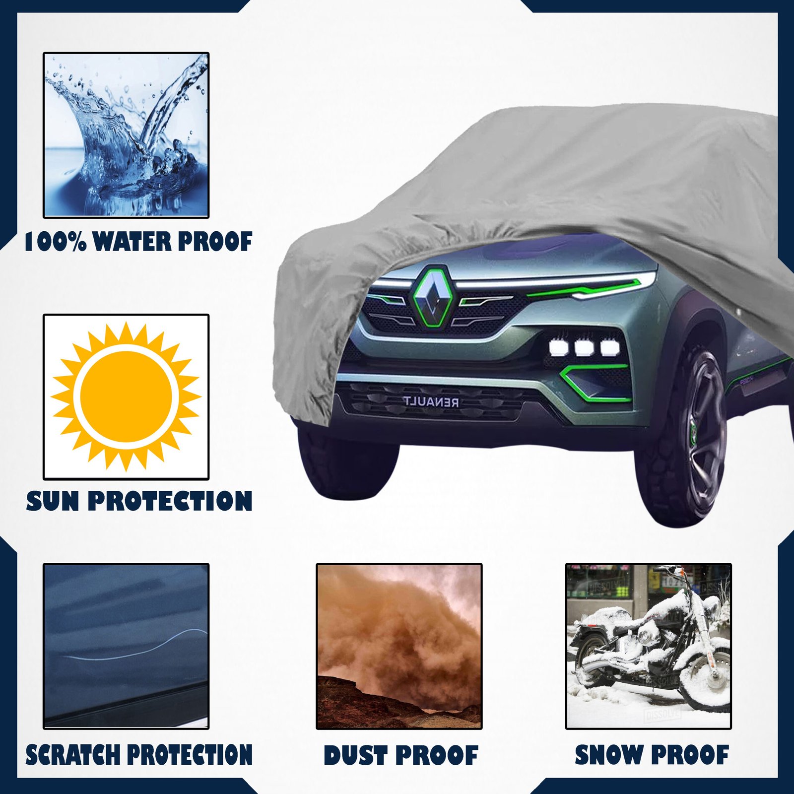 Renault Kiger Car Body Cover  Heavy Duty 100% WaterProof Car Cover for  Renault Kiger