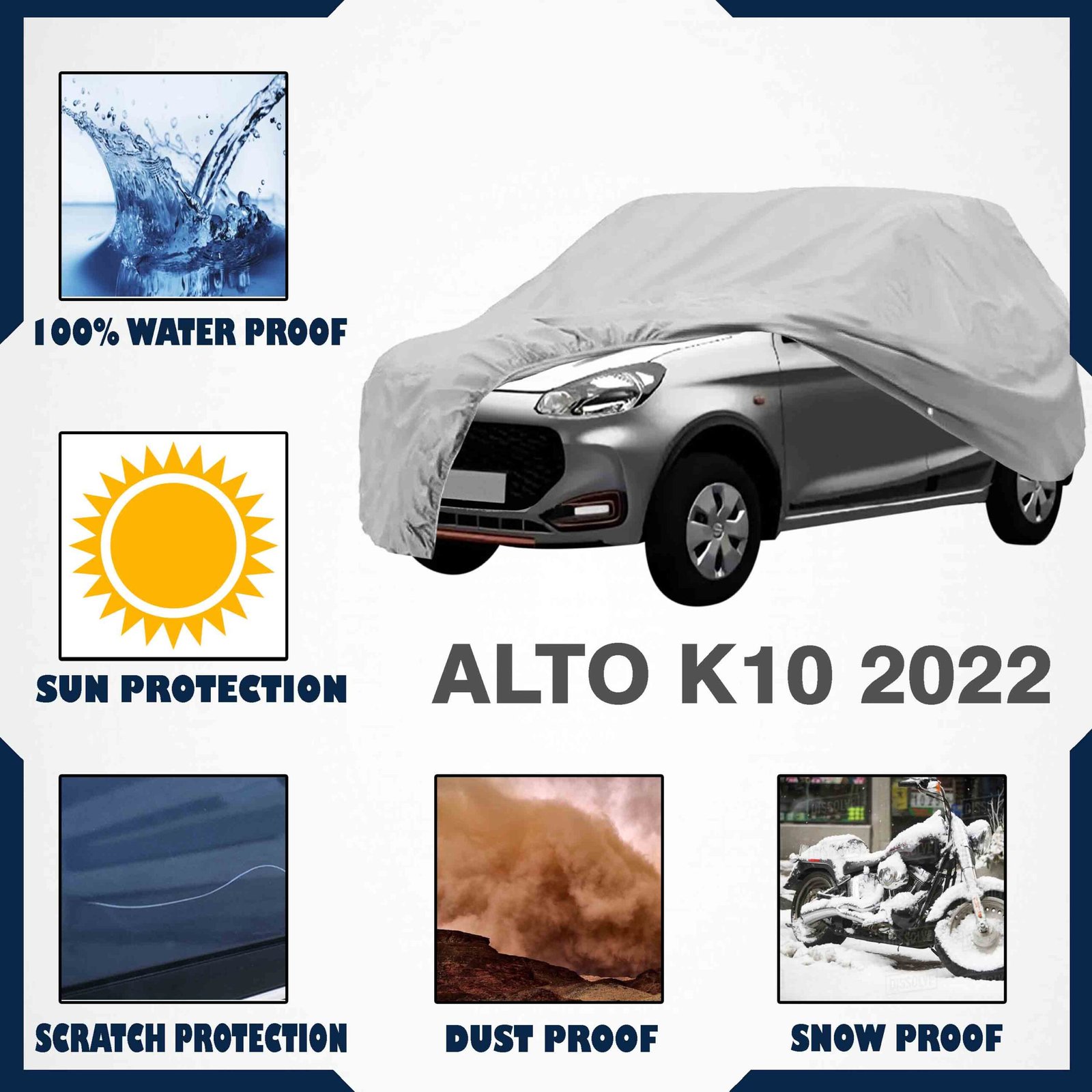 Maruti Suzuki New Alto K10 2022 Car Body Cover  Heavy Duty 100% Waterproof  Car Body Cover For Alto K10 2022